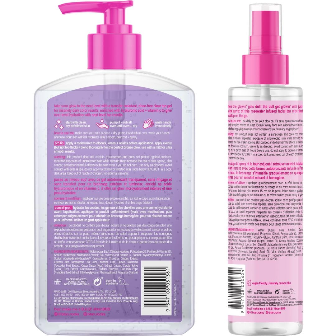 b.tan Self-Tanning Gel & Facial Spray Kit with Body Mitt