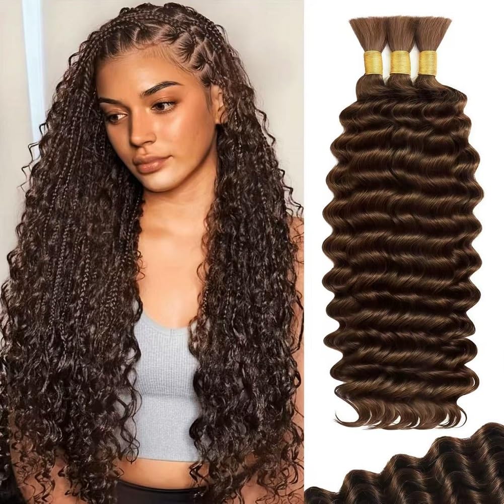 100% Human Hair Boho Braiding Extensions – Deep Wave Bulk Hair