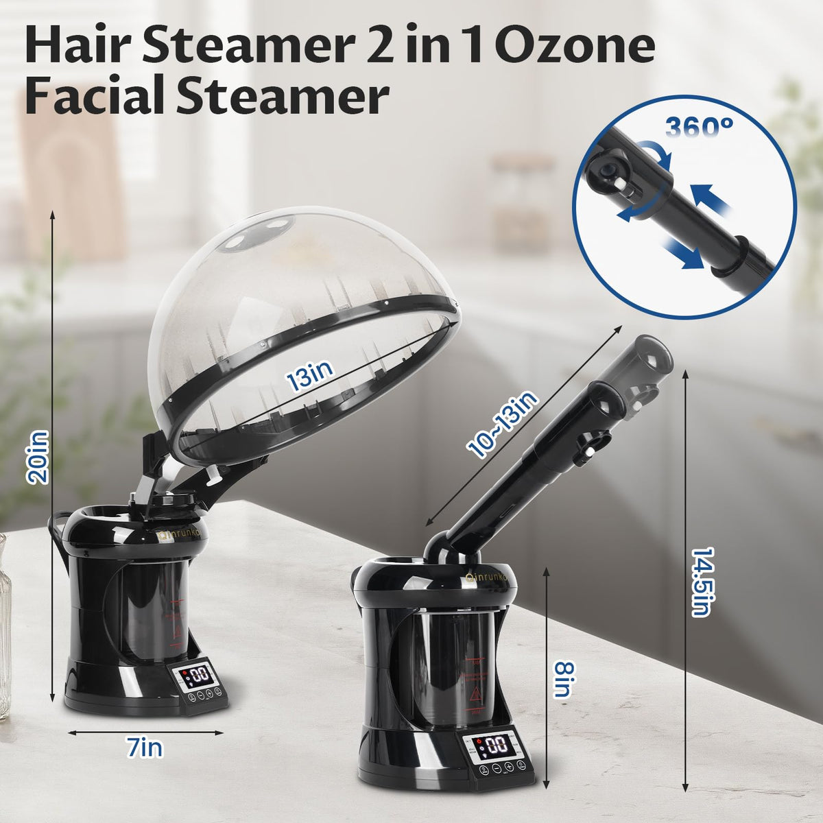 2-in-1 Hair and Facial Steamer with Nano Ionic Mist