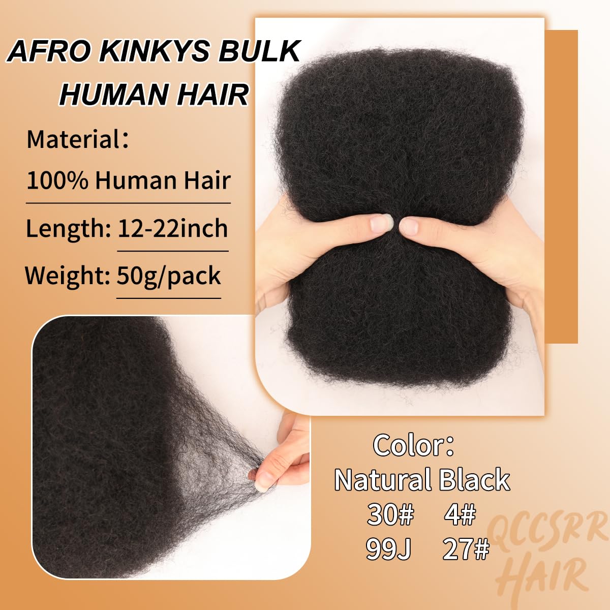 100% Human Hair Afro Kinky-Curly Bulk Hair