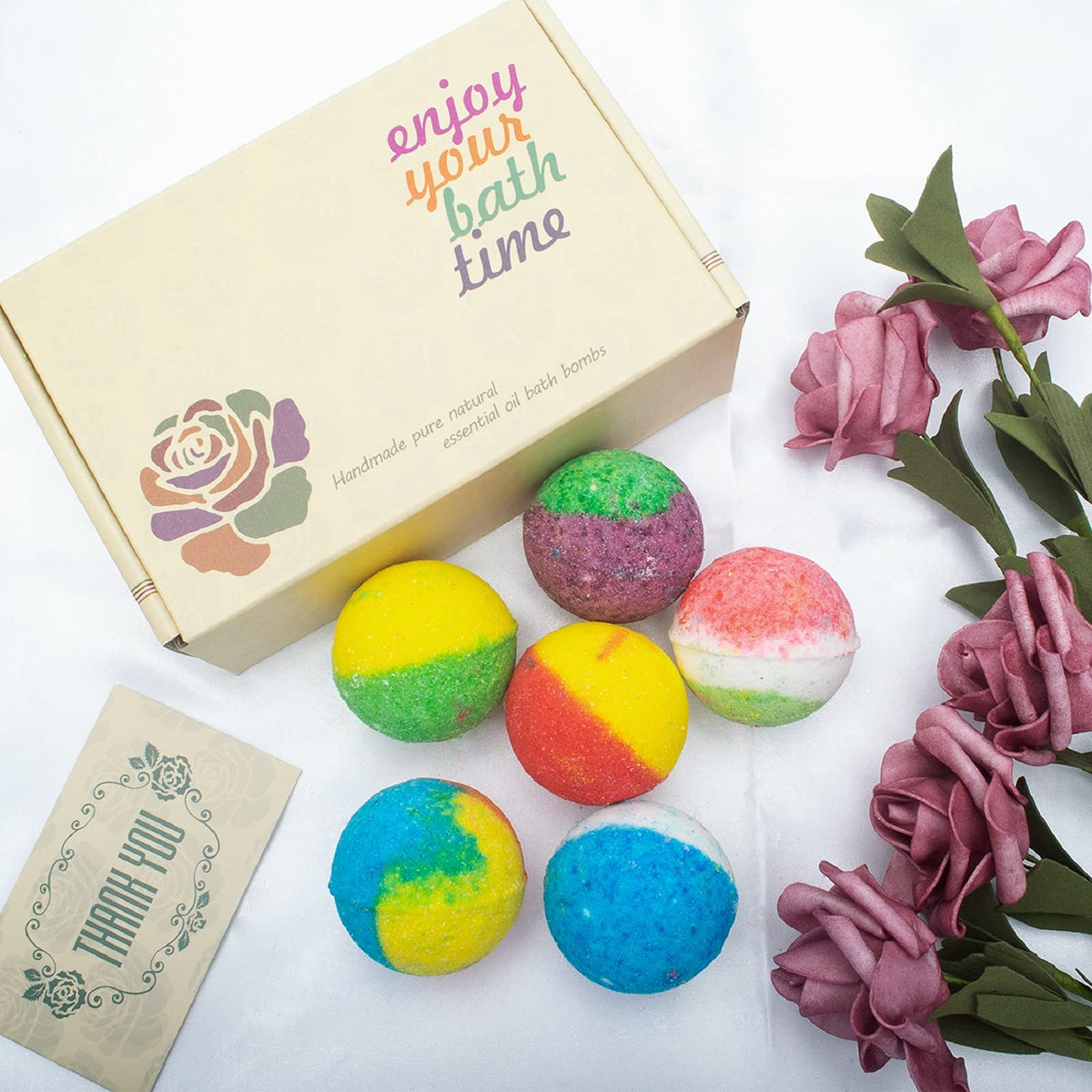 INTEYE Organic Bath Bombs Gift Set, 24 Handmade Essential Oil Fizzies