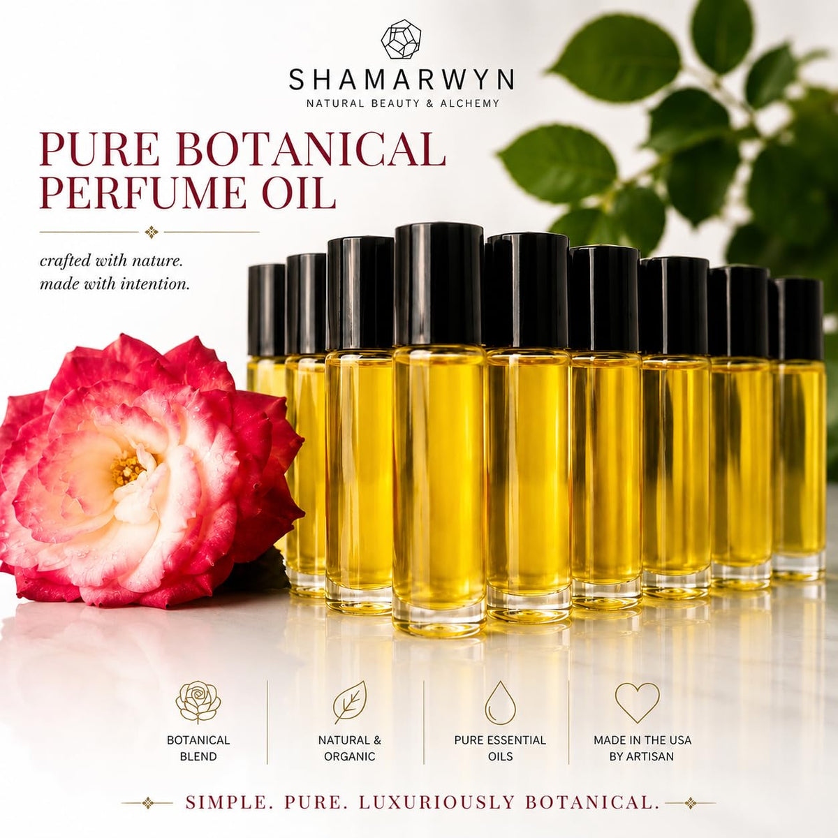 Rose Perfume Oil Botanical Essential Oil Roll-On, 10 mL