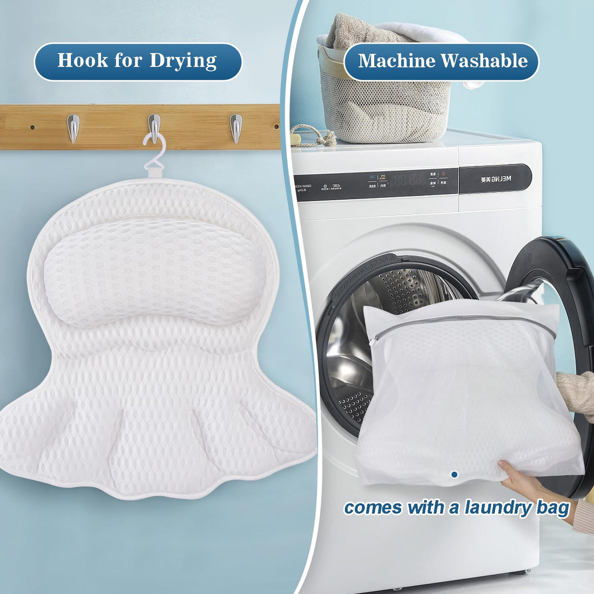 Luxury Bathtub Pillow with 4D Air-Mesh and Suction Cups