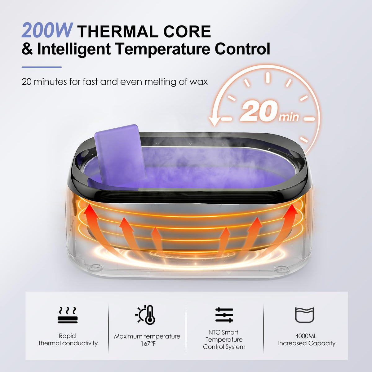 Achzzy 4000ml Paraffin Wax Machine, 200W Warmer with LED Temperature Control