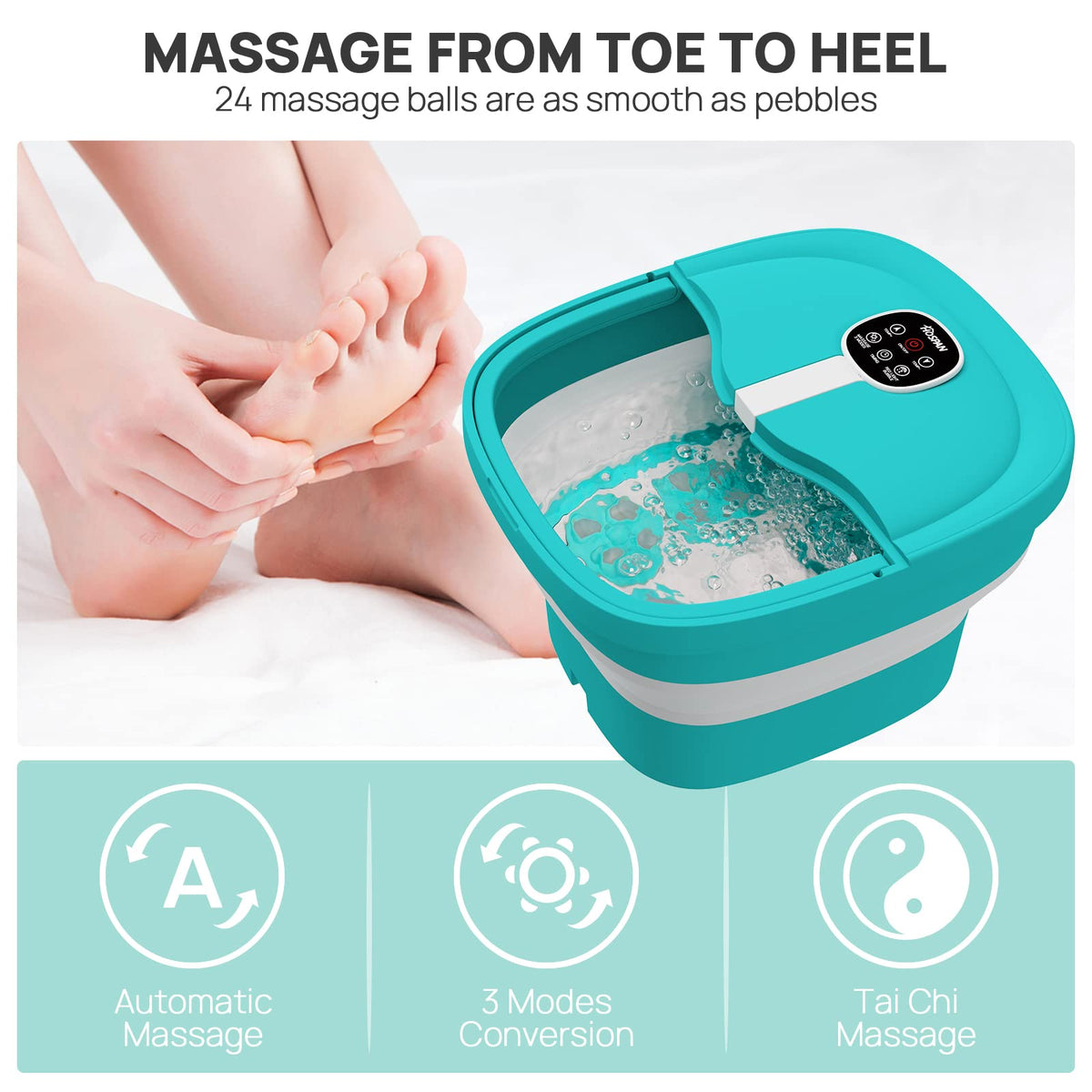 HOSPAN Collapsible Electric Foot Spa with Heat, Bubbles, Massage, Remote and Timer
