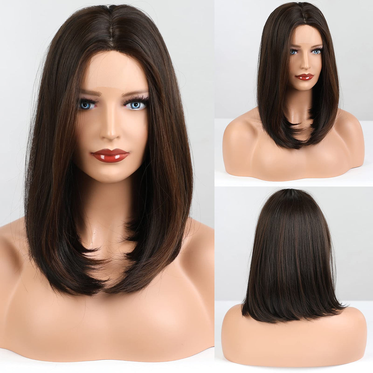 HAIRCUBE 16-Inch Short Bob Wig, Heat-Resistant Synthetic Hair, Open Cap