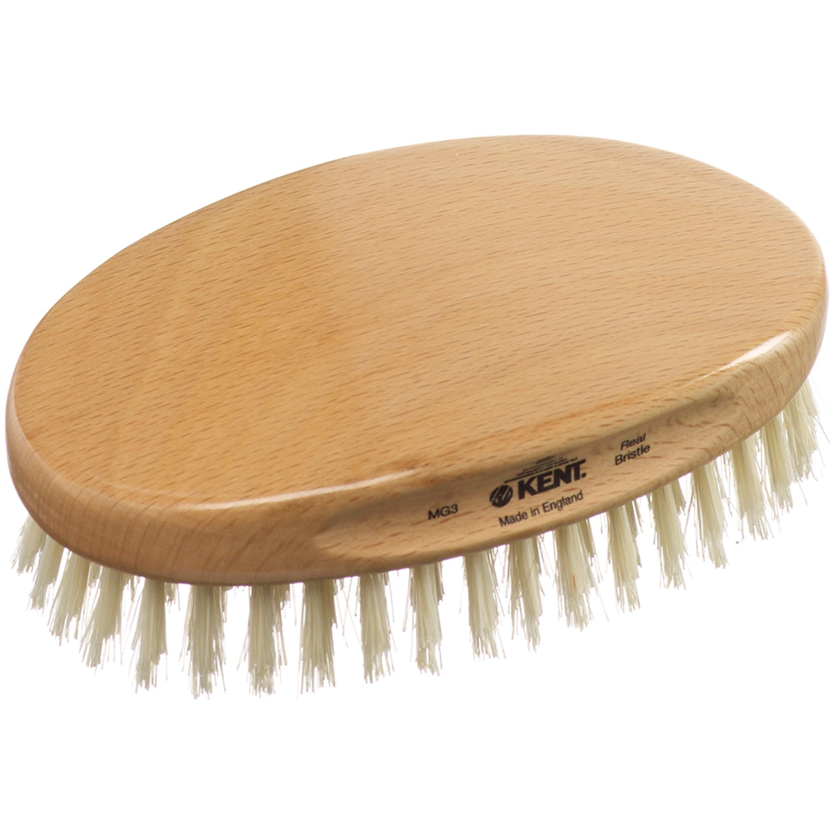 Kent MG3 Men's Hair & Beard Brush with Natural White Boar Bristles