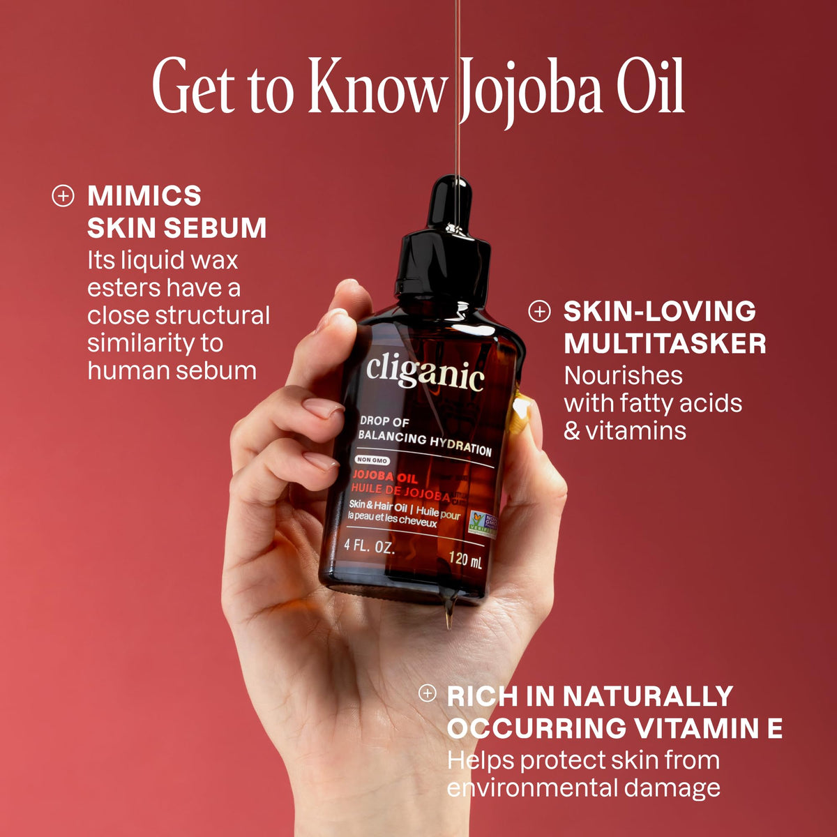 Cliganic 100% Pure Jojoba Oil, Cold Pressed and Hexane Free