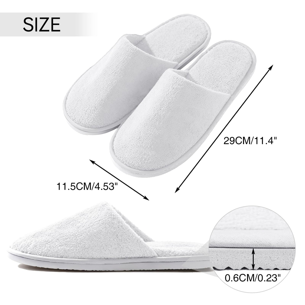 10 Pairs Disposable Cotton Velvet Closed Toe Spa Slippers