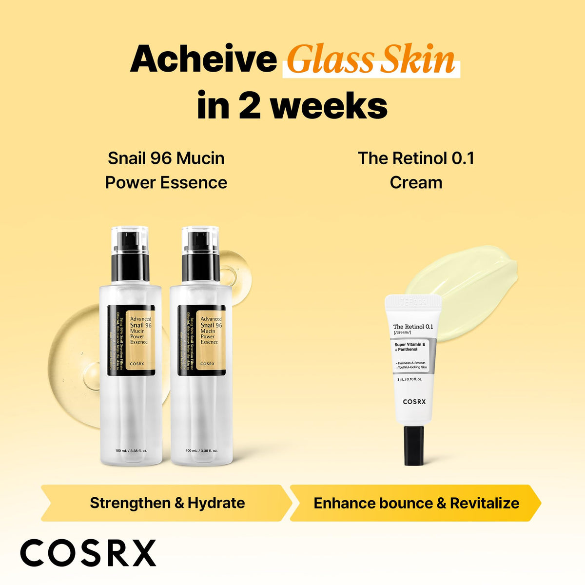 COSRX Snail 96% Mucin Essence & Retinol 0.1% Cream Skincare Set