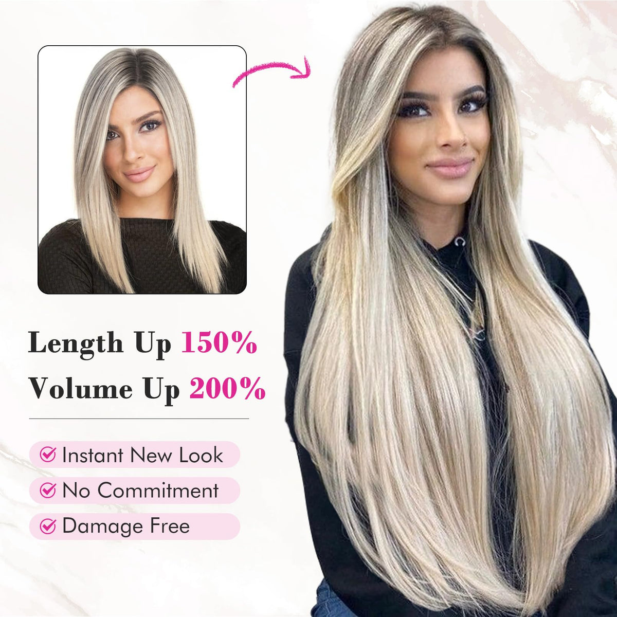 REECHO 4-Piece Clip-In Hair Extensions Set