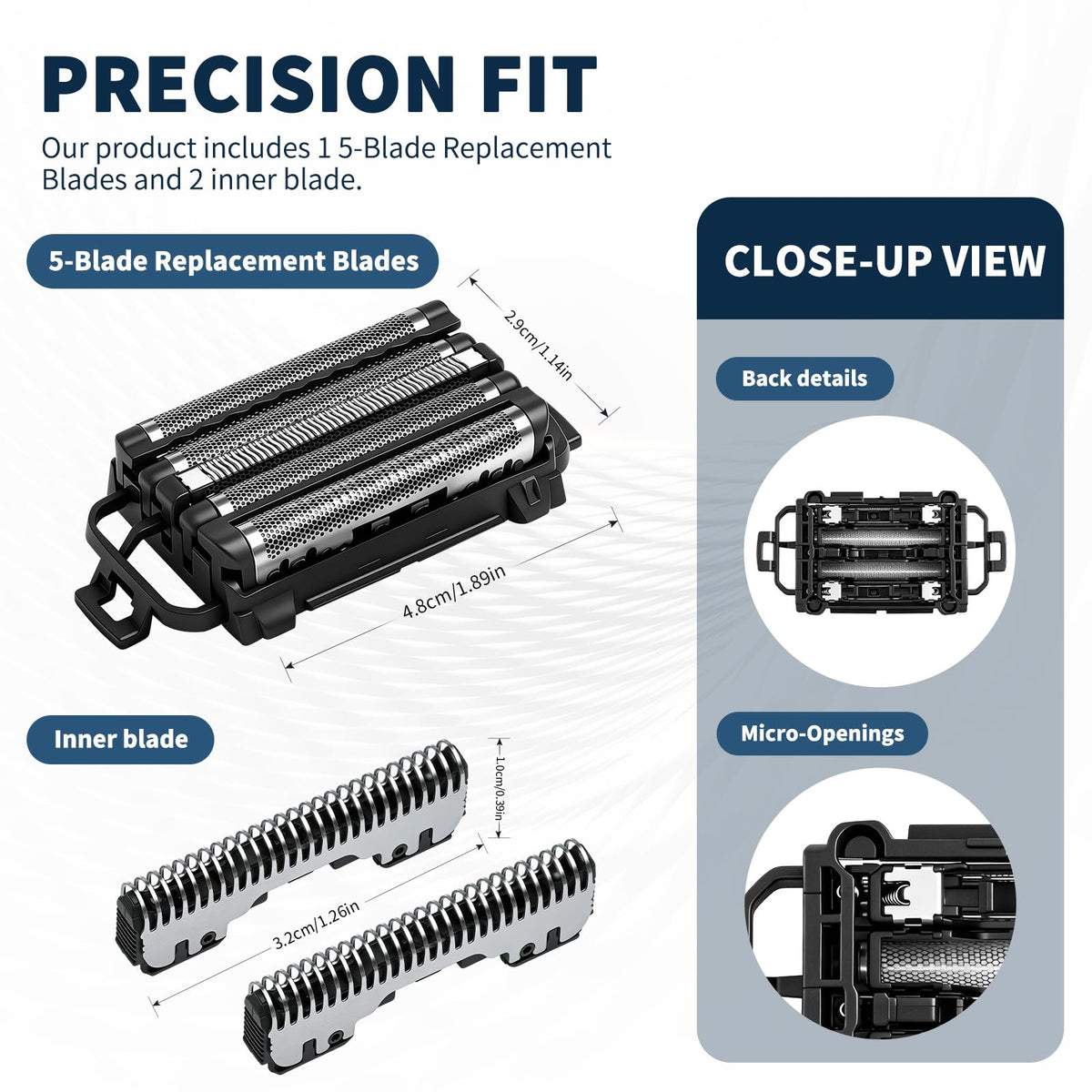 5-Blade Replacement Compatible with Panasonic Arc 5 Shavers