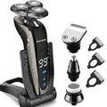 Kurener Rechargeable Waterproof Electric Shaver with 4-in-1 Trimmers