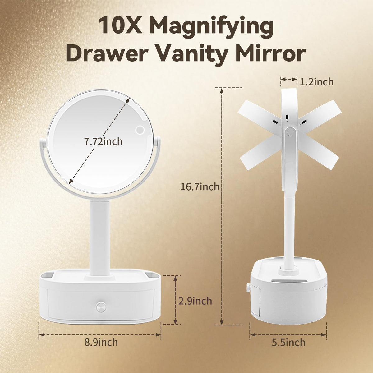 SANYCASA White Lighted Makeup Mirror with 10X Magnification
