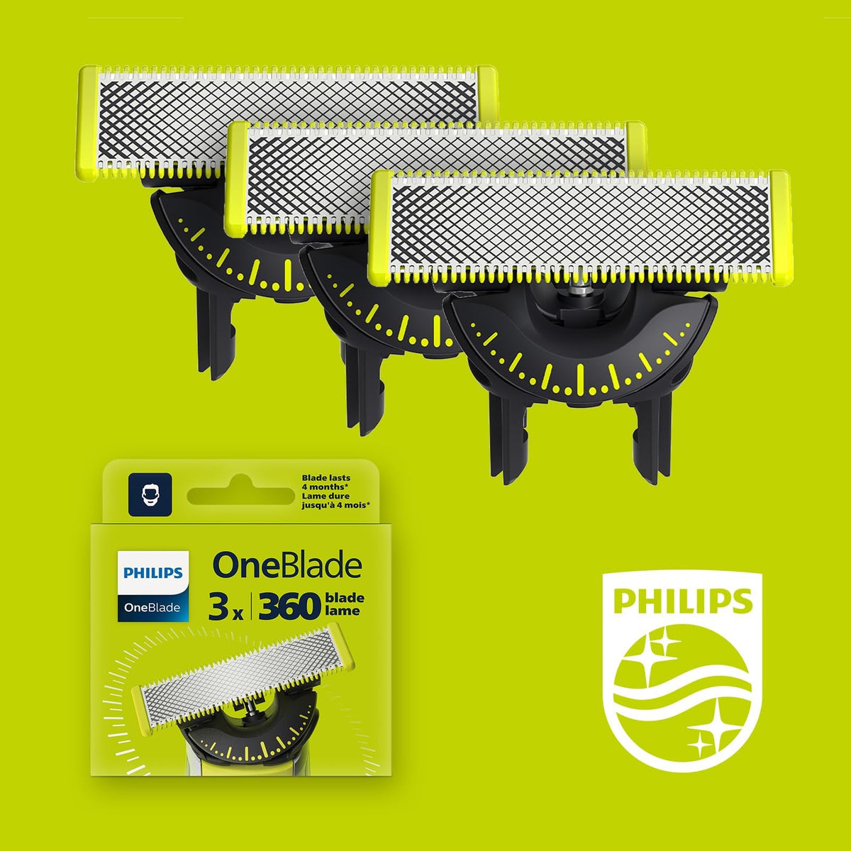 Philips OneBlade 360 Replacement Blades, 3 Pack