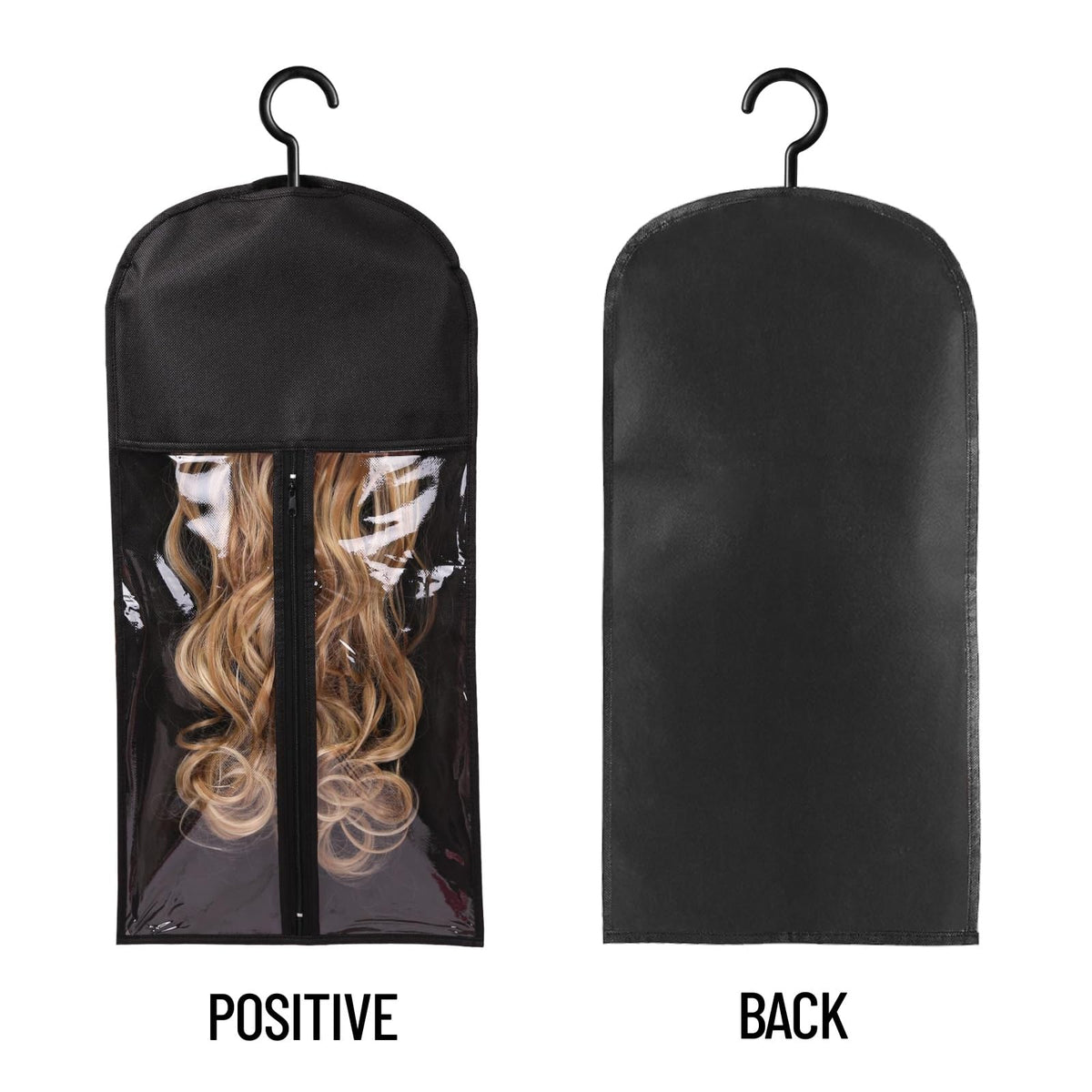 12-Piece 23.5-Inch Wig Storage Hangers with Clear Window