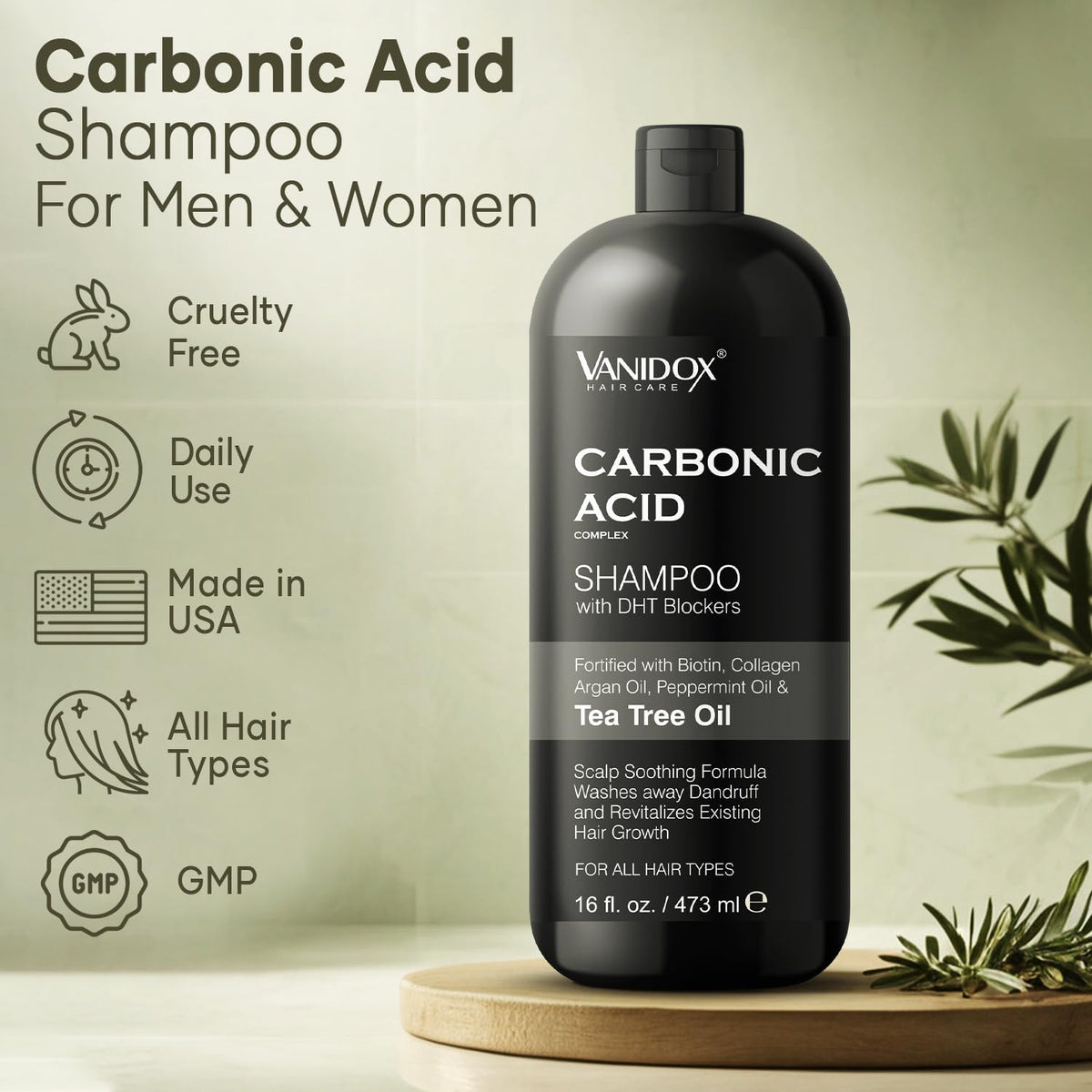 VANIDOX Carbonic Acid Shampoo with DHT Blockers, Biotin & Scalp Care