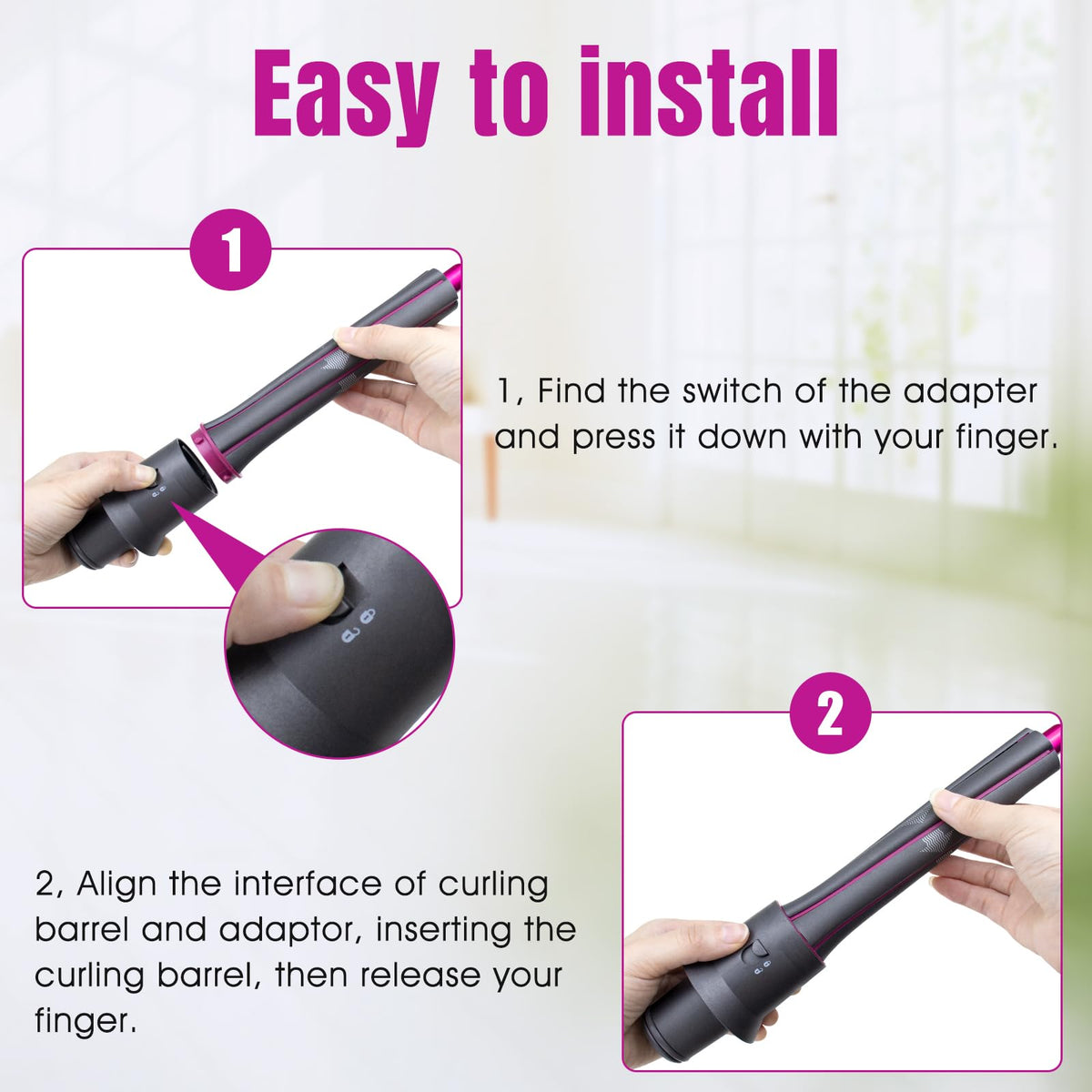 1.2"/30mm Long Curling Barrels with Adapter for Dyson Airwrap HS01 HS05