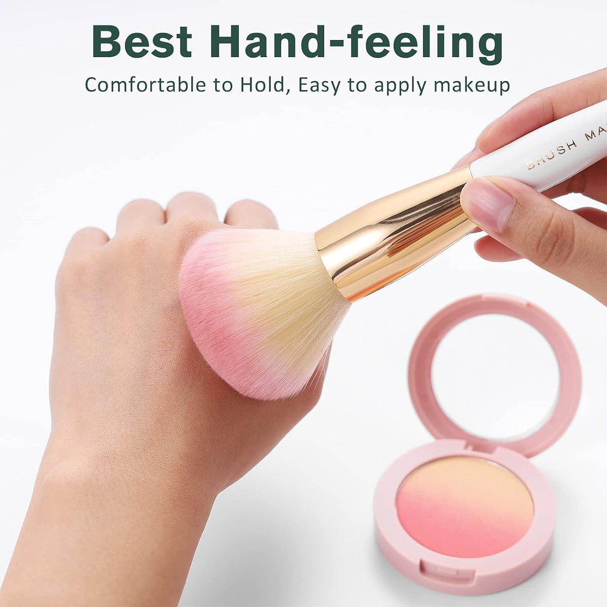 10-Piece Makeup Brush Set with Flat Foundation Brush