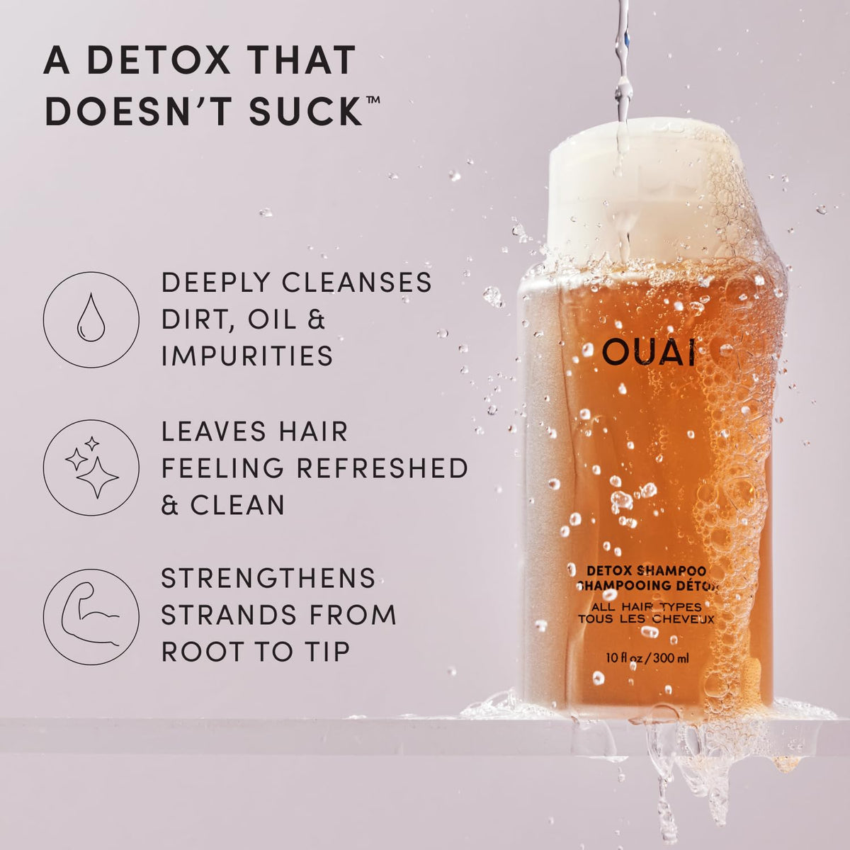 OUAI Detox Shampoo - Clarifying Shampoo for Buildup, Dirt, Oil & Hard Water