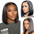 100% Brazilian Human Hair Glueless Pre-Plucked Lace Bob Wig
