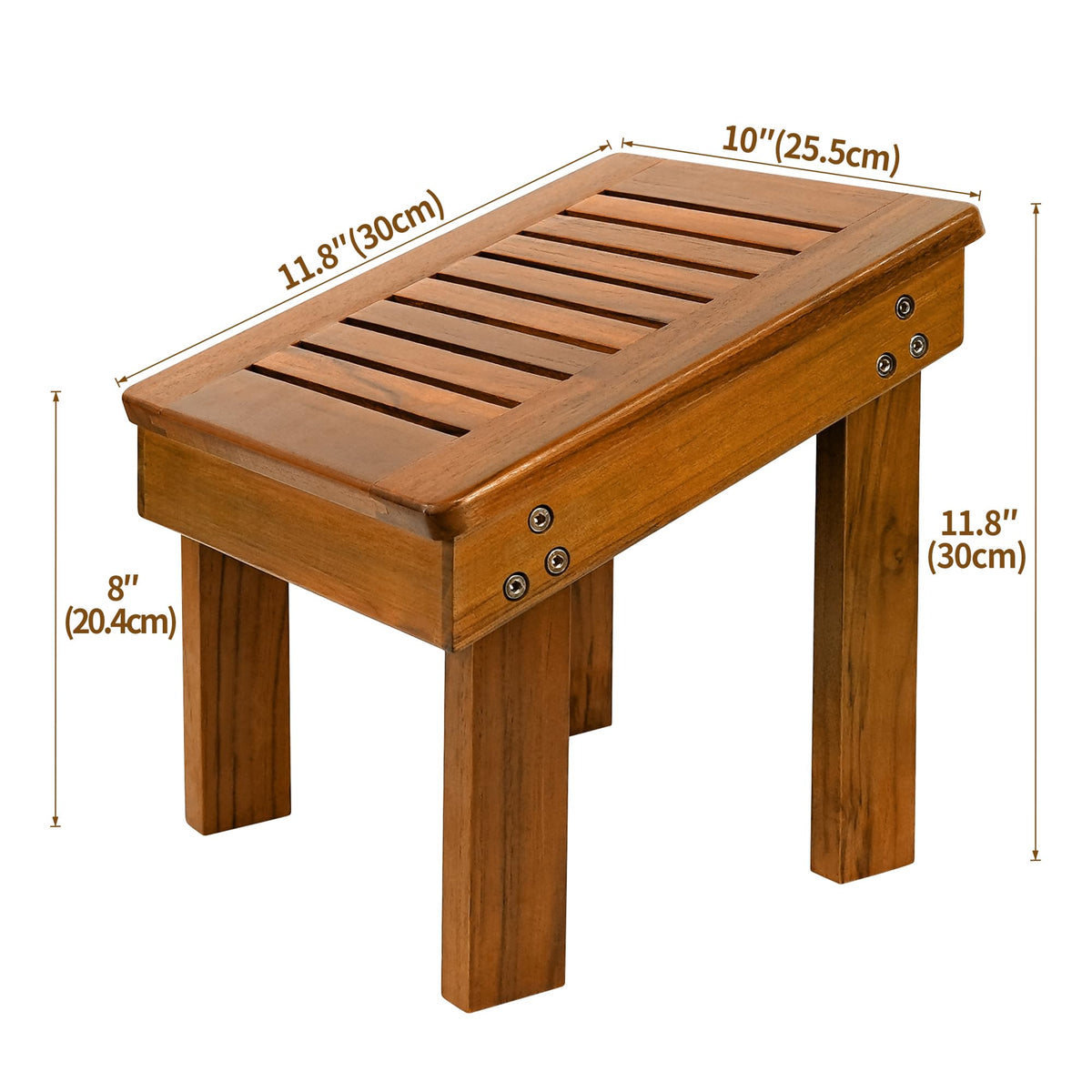 Utoplike Teak Shower Foot Stool with Non-Slip Pads