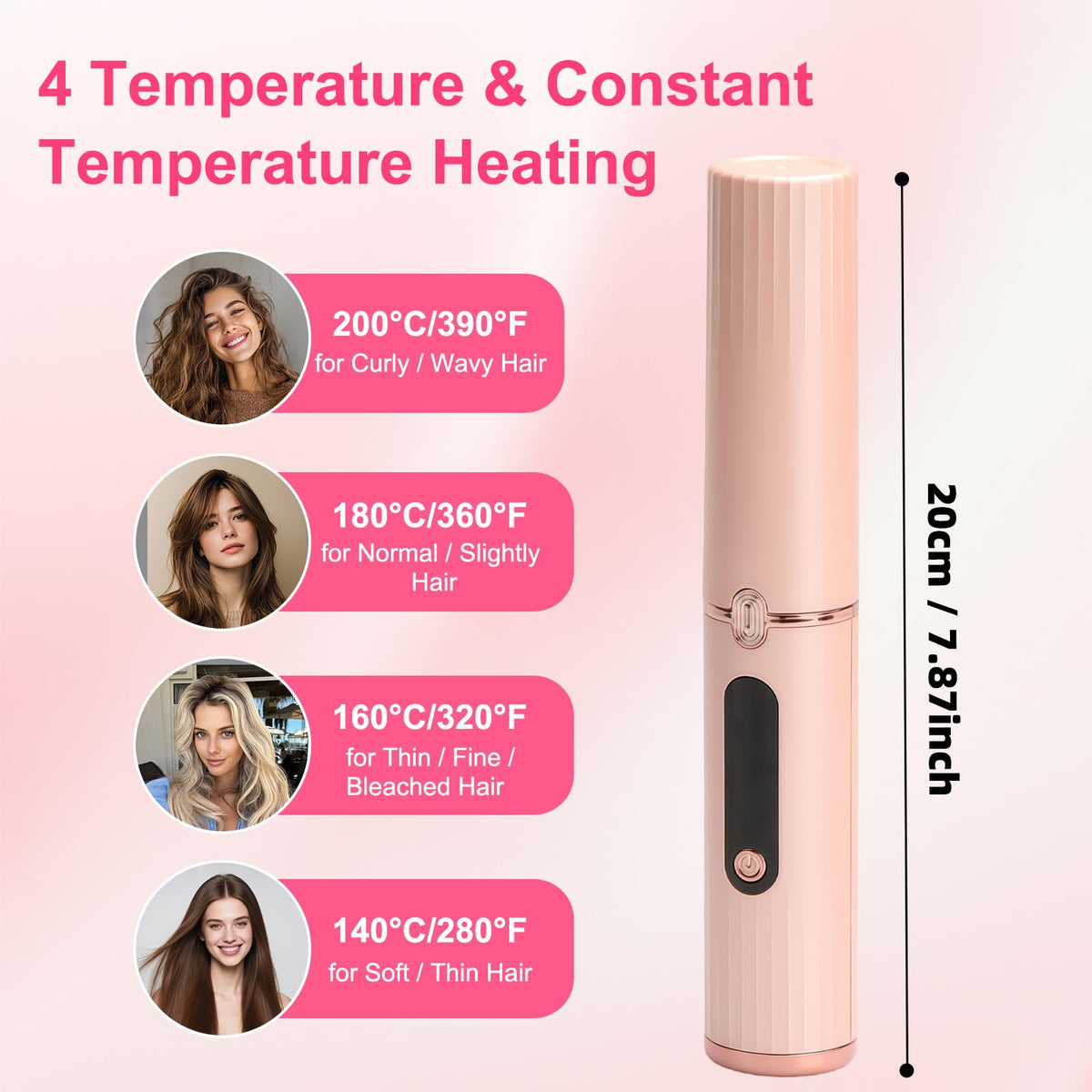 Cordless Hair Straightener Brush with Negative Ion Ceramic Bristles