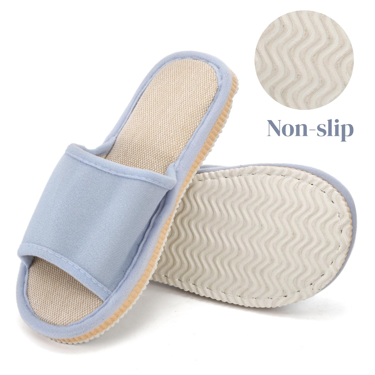 Eorbow 10-Pack Washable Open-Toe House Slippers for Guests, Non-Slip Indoor Spa Slippers