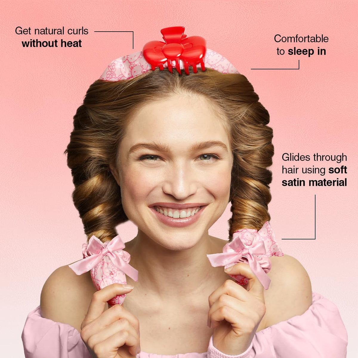 Hello Kitty x Kitsch XL Satin Heatless Curling Set, 4pc