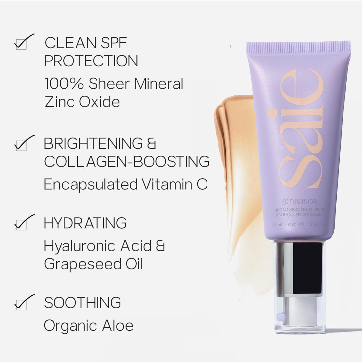 Saie Sunvisor Broad Spectrum SPF 35 Mineral Sunscreen Moisturizer