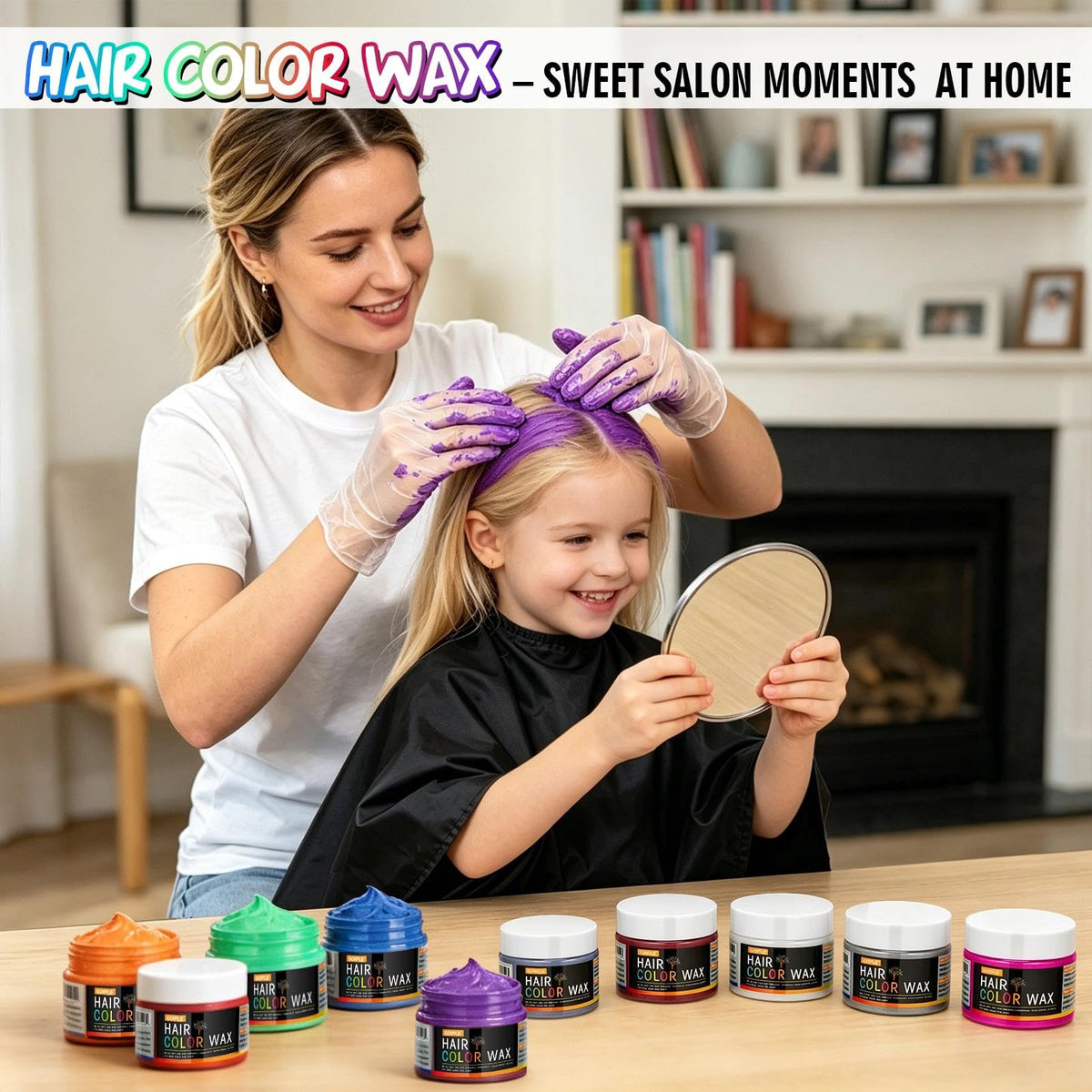 10-Piece Temporary Hair Color Wax Kit, Washable Hair Chalk with Gloves
