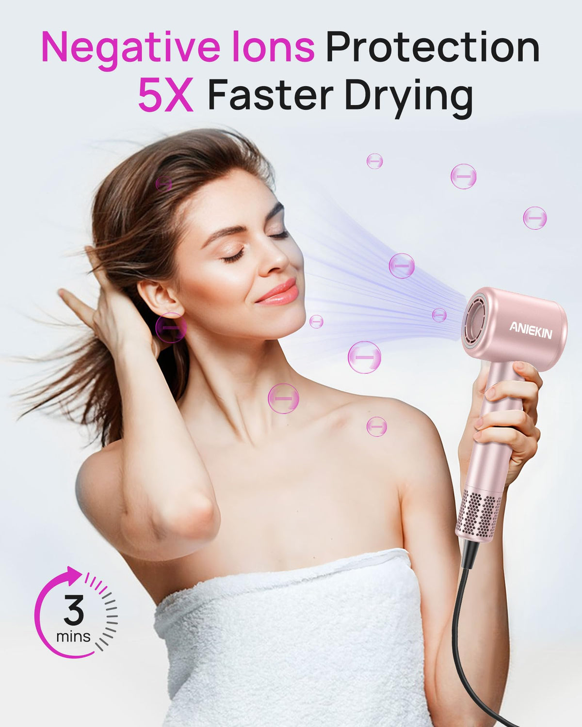 Aniekin High-Speed Ionic Hair Dryer with Diffuser