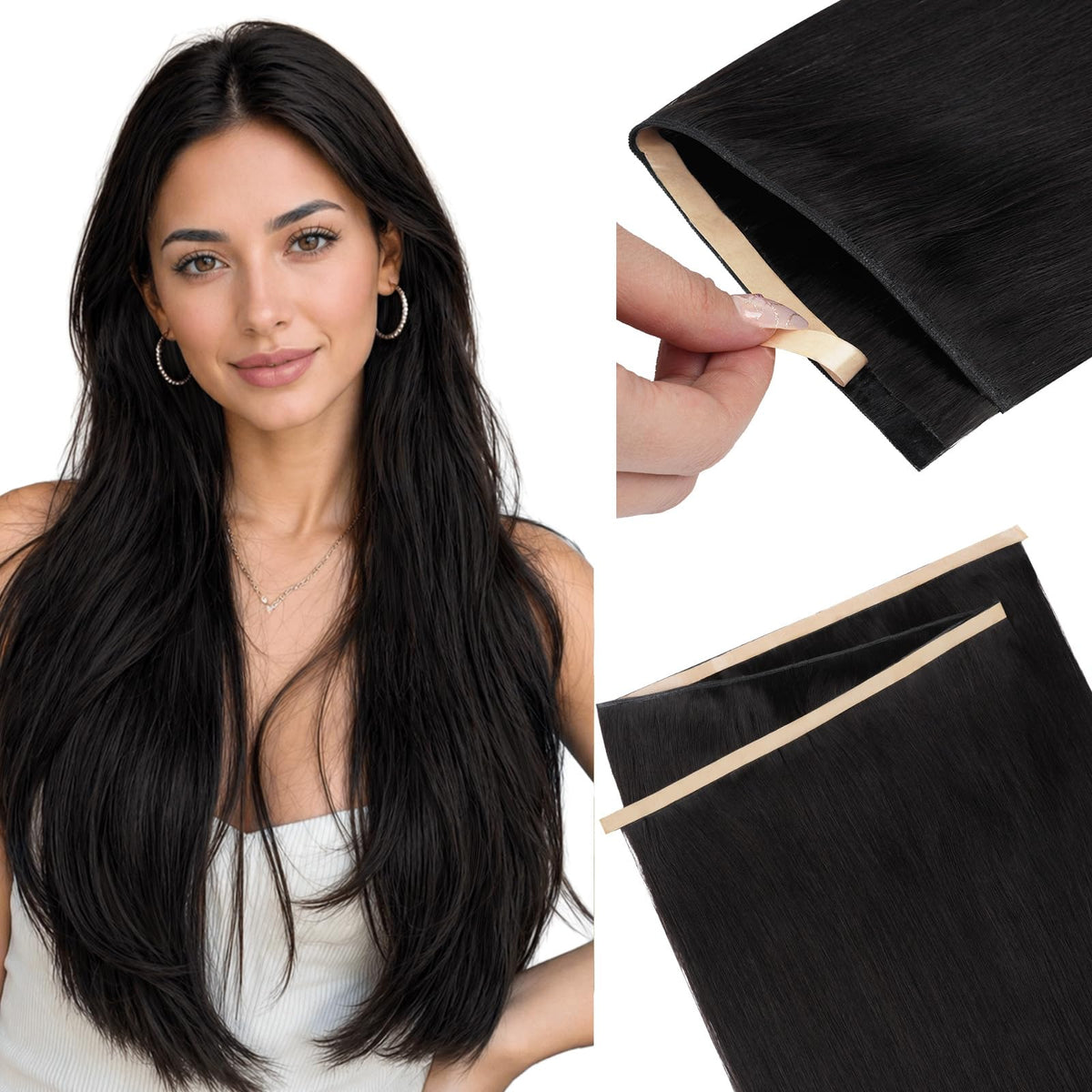 DOORES Remy Human Hair Invisible Tape-In Weft Extensions