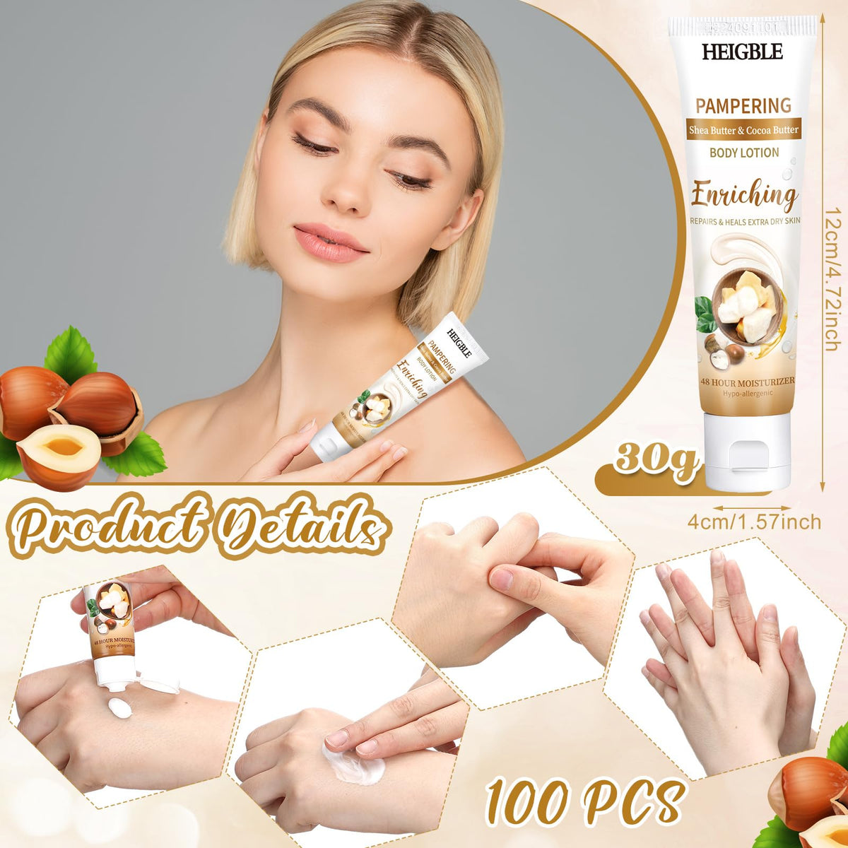 100 Pack Travel Size Body Lotion, 1 oz Dry Skin Moisturizer