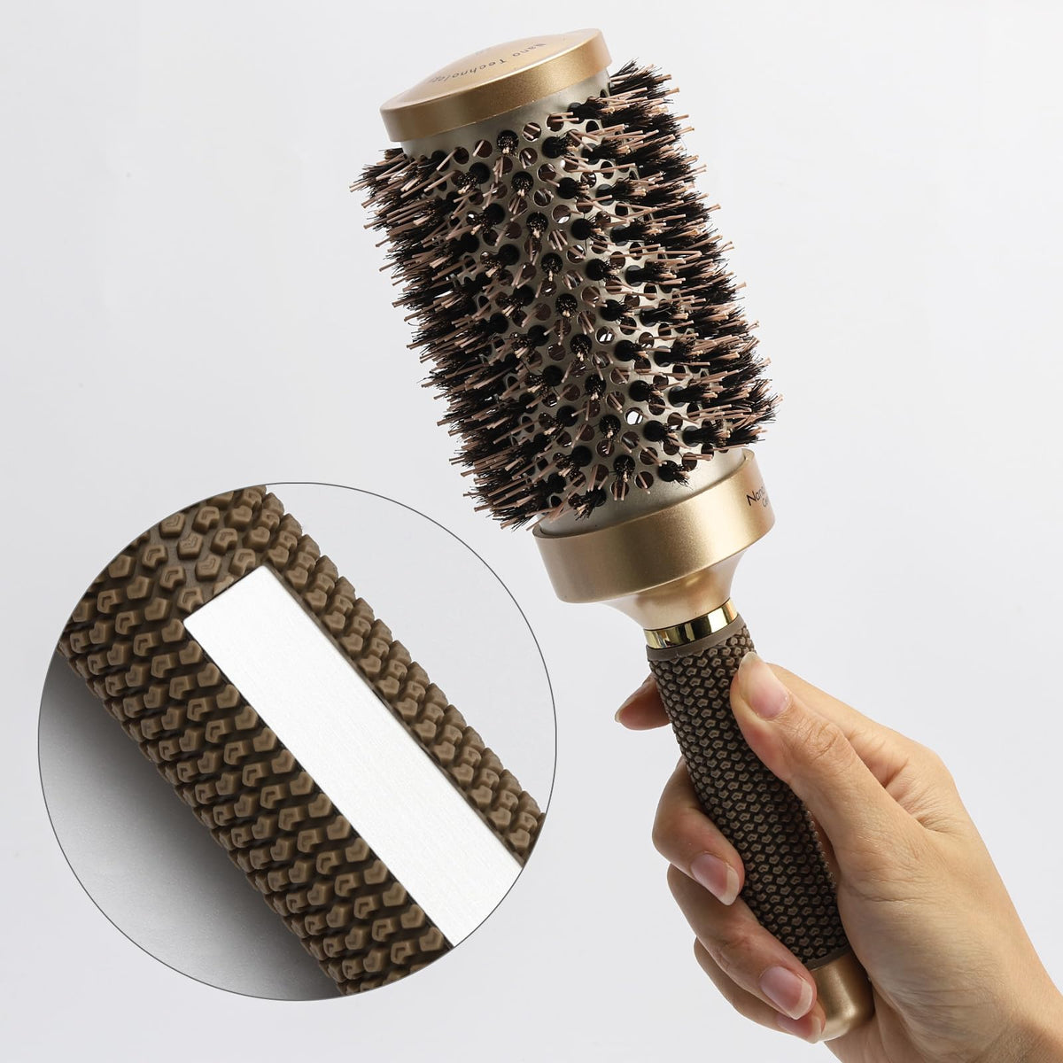Boar Bristle Ceramic Ionic Round Hair Brush for Blow Drying