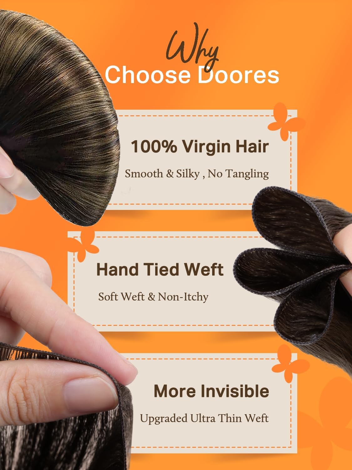 DOORES Straight Human Hair Weft Extensions