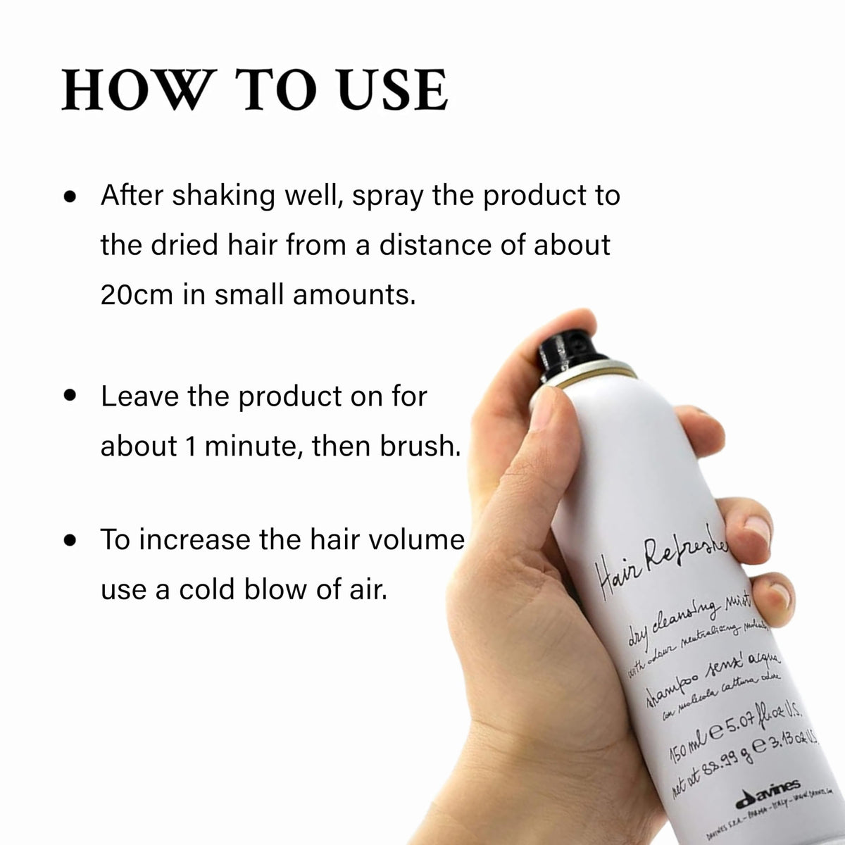 Davines Hair Refresher Dry Shampoo, Oil-Absorbing Volumizing Spray