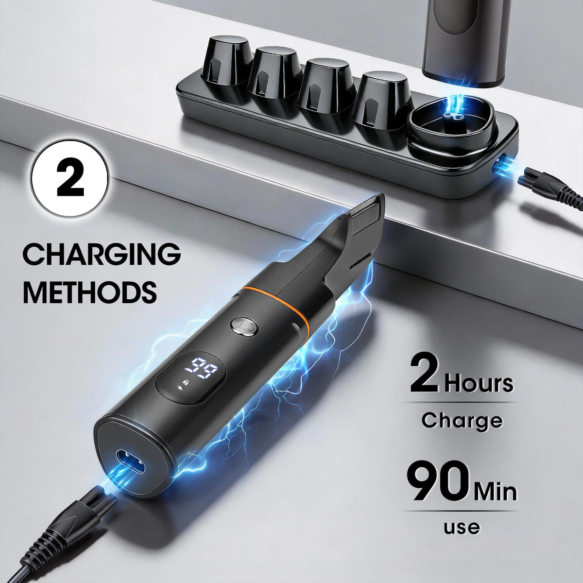 Suttik 5-in-1 Men’s Body, Beard & Pubic Hair Trimmer with LED Display