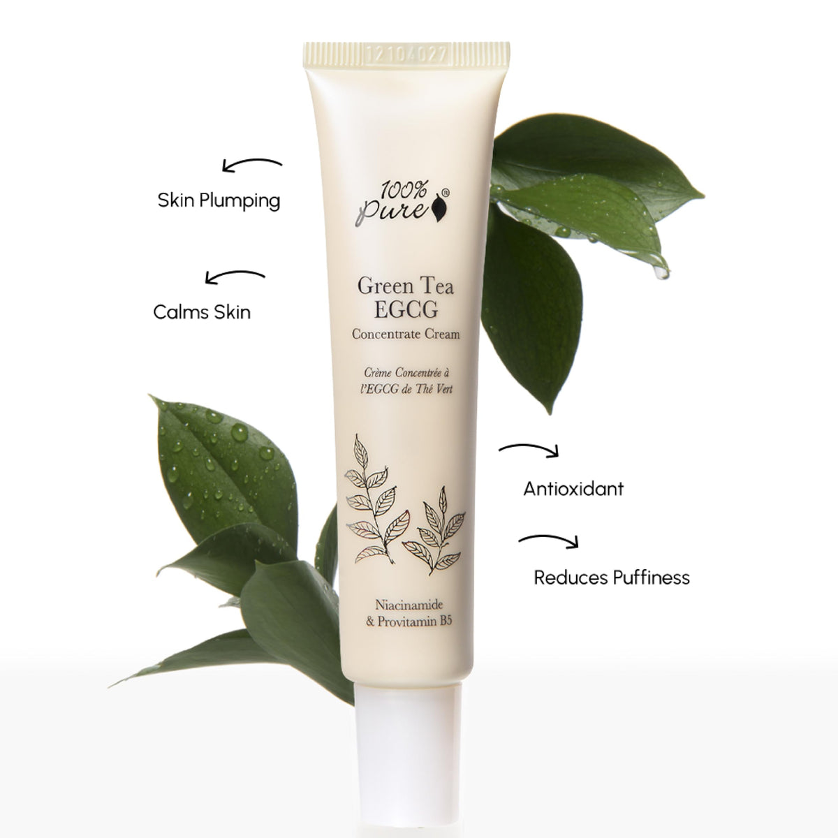 100% Pure Green Tea EGCG Face Cream with Caffeine, 1.4 oz