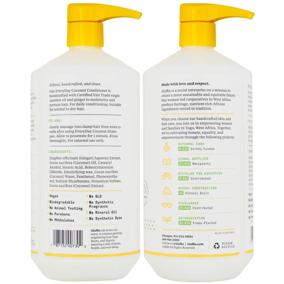 Alaffia EveryDay Coconut Conditioner 2-Pack, 32 fl oz Each