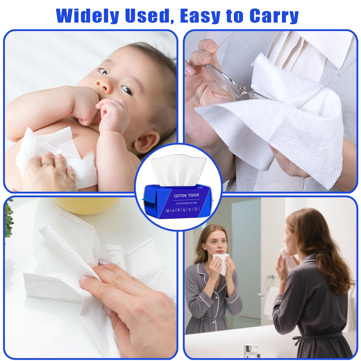 100-Count Disposable Facial Towels, Ultra-Soft Double-Sided Face Cloths