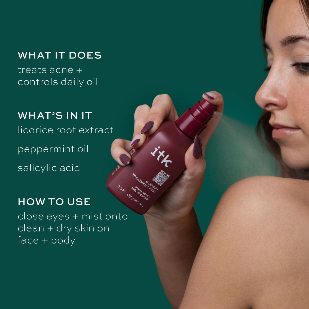 ITK Acne Treatment Trio with Blemish Mist, Spot Treatment & Pore Scrub