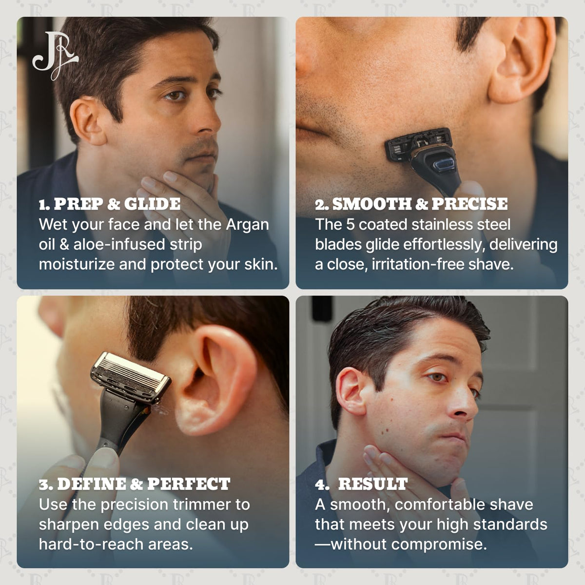 Jeremy's Razors Precision 5 Men's Razor Blade Refills, 8 Cartridges