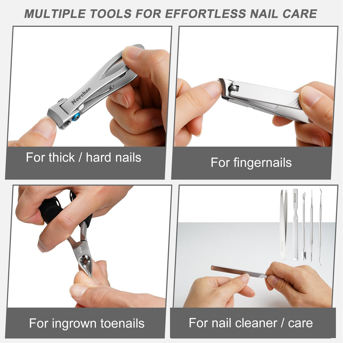 Heavy Duty Nail Clipper Set with Case, Stainless Steel 8-Piece Grooming Kit