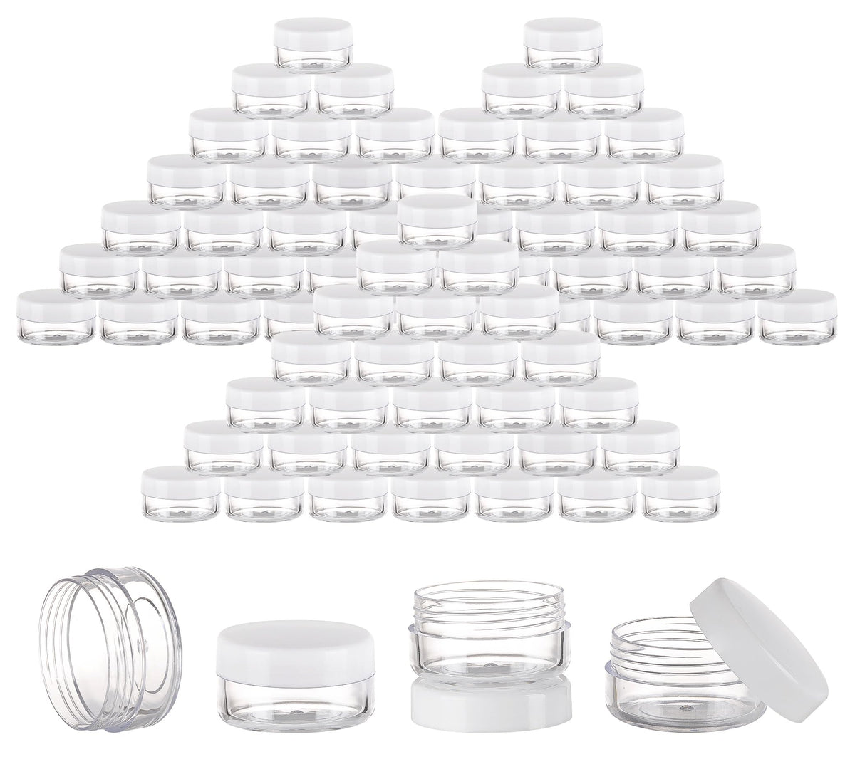 Plastic Sample Containers with Lids - Empty Cosmetic Jars