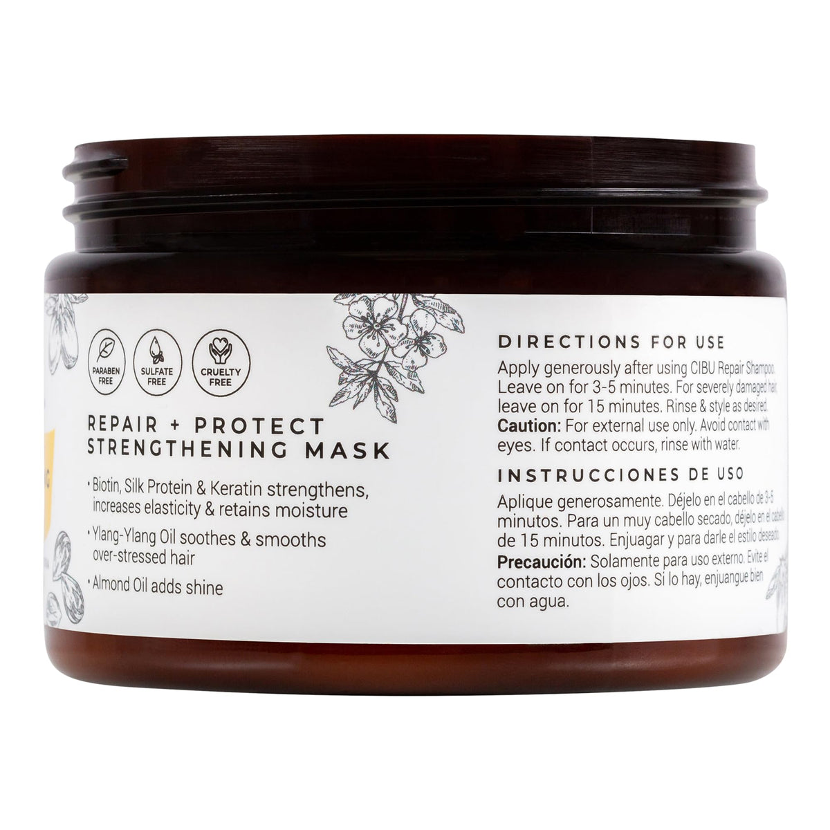 CIBU Repair Strengthening Mask with Keratin and Almond Moisture, 12 oz
