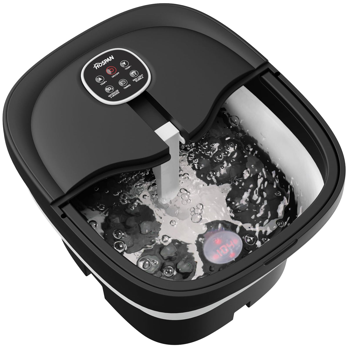 HOSPAN Collapsible Electric Foot Spa with Heat, Bubbles, Massage and Remote