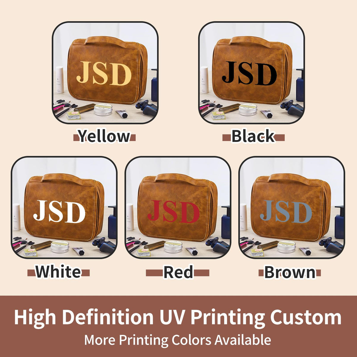 Personalized Men's Toiletry Bag, Large Capacity PU Leather Travel Kit