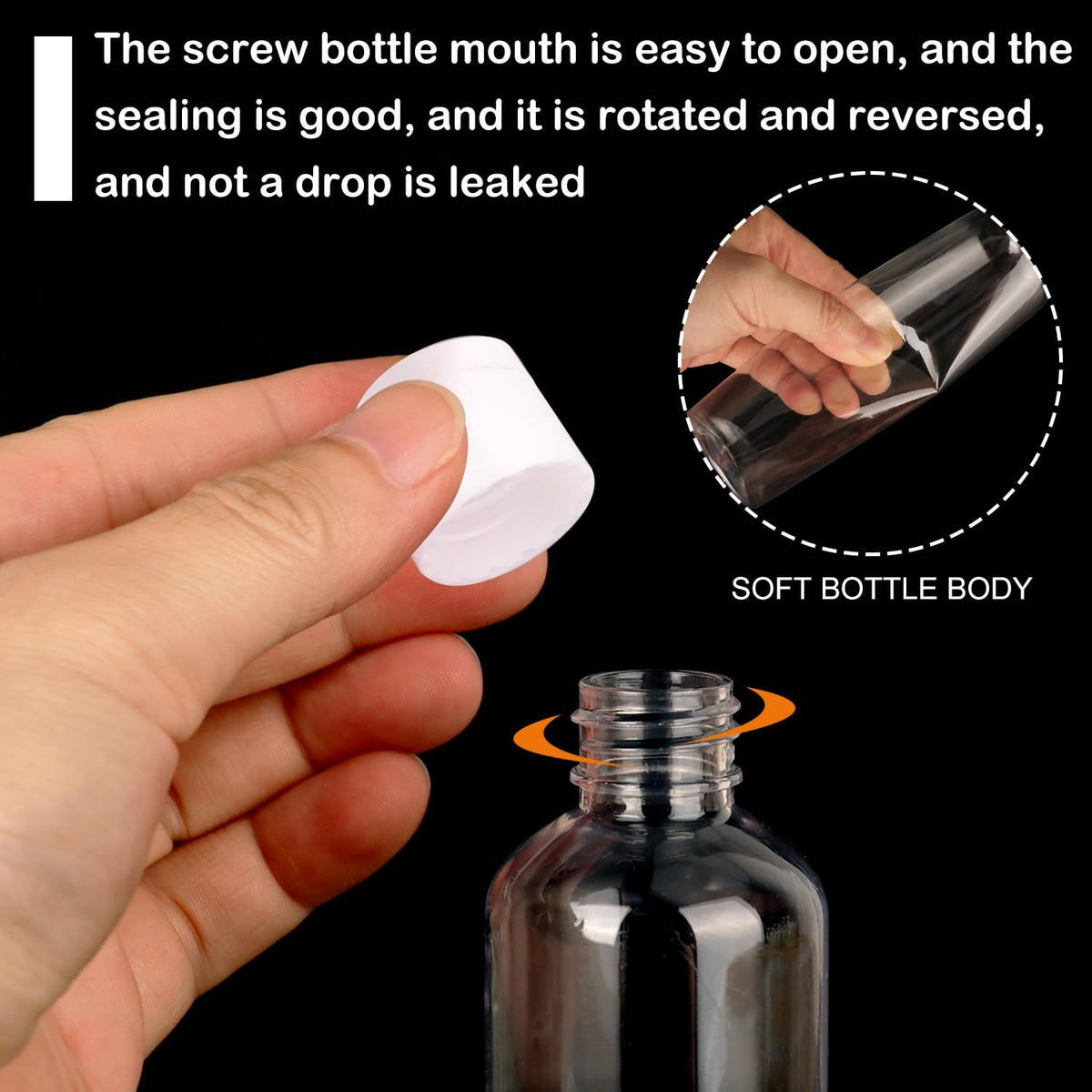 Clear Plastic Squeeze Bottles with Flip-Top Caps, Refillable BPA-Free