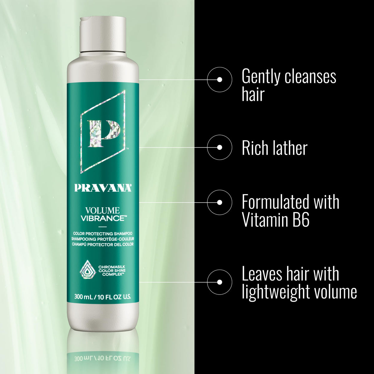 PRAVANA Volume Vibrance Shampoo with Vitamin B6, 10 Fl Oz